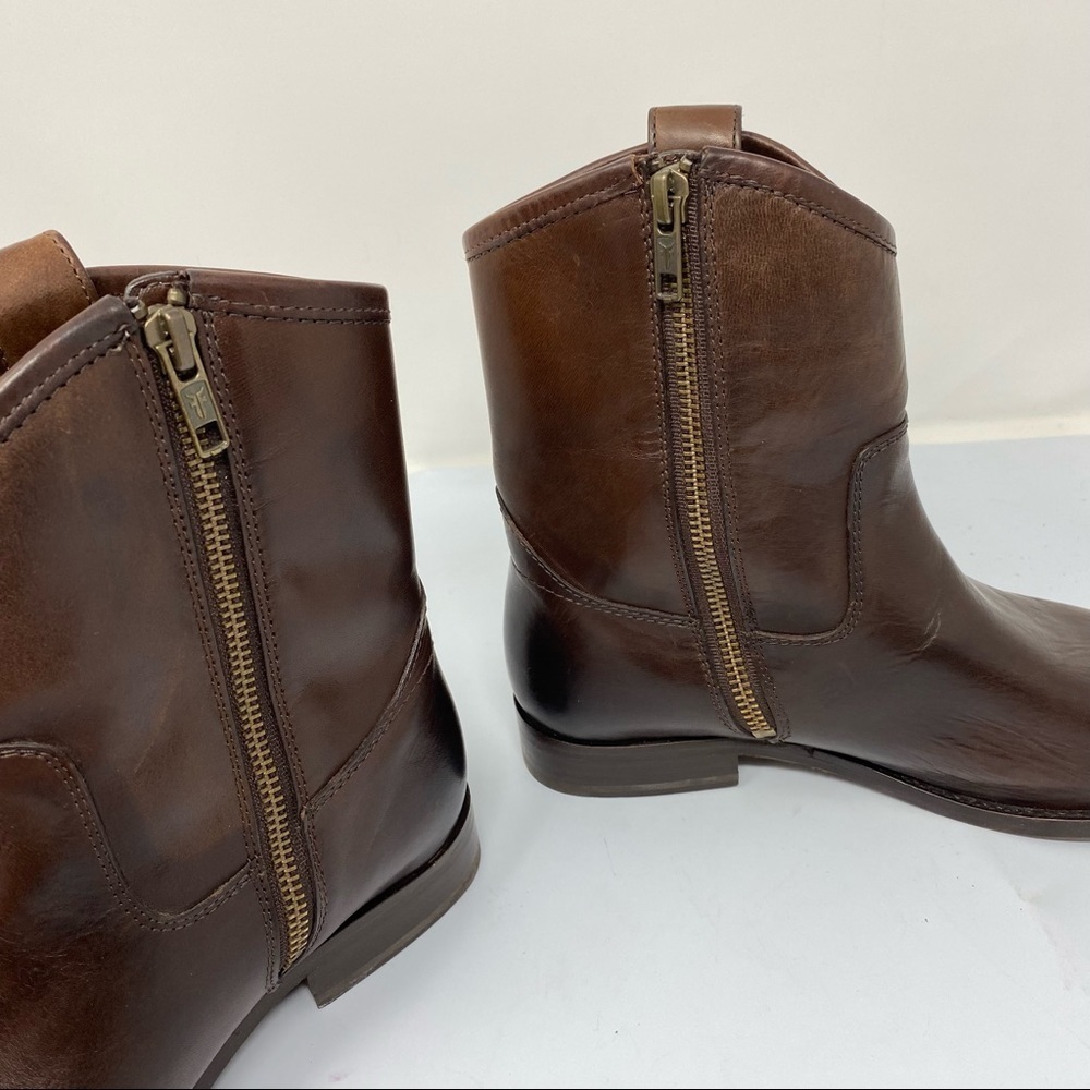 Frye Leather Side Zip Ankle Boots Melissa Button Short SZ 6.5B - Picture 6 of 11